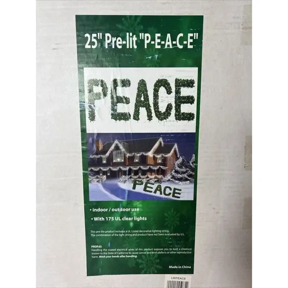 25" Pre-Lit "PEACE"‎ Christmas Decoration Indoor/Outdoor